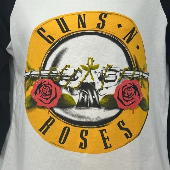 DREAGAL - Guns N Roses Yellow Graphic Black And White Baseball T Small - Picture 3 of 8